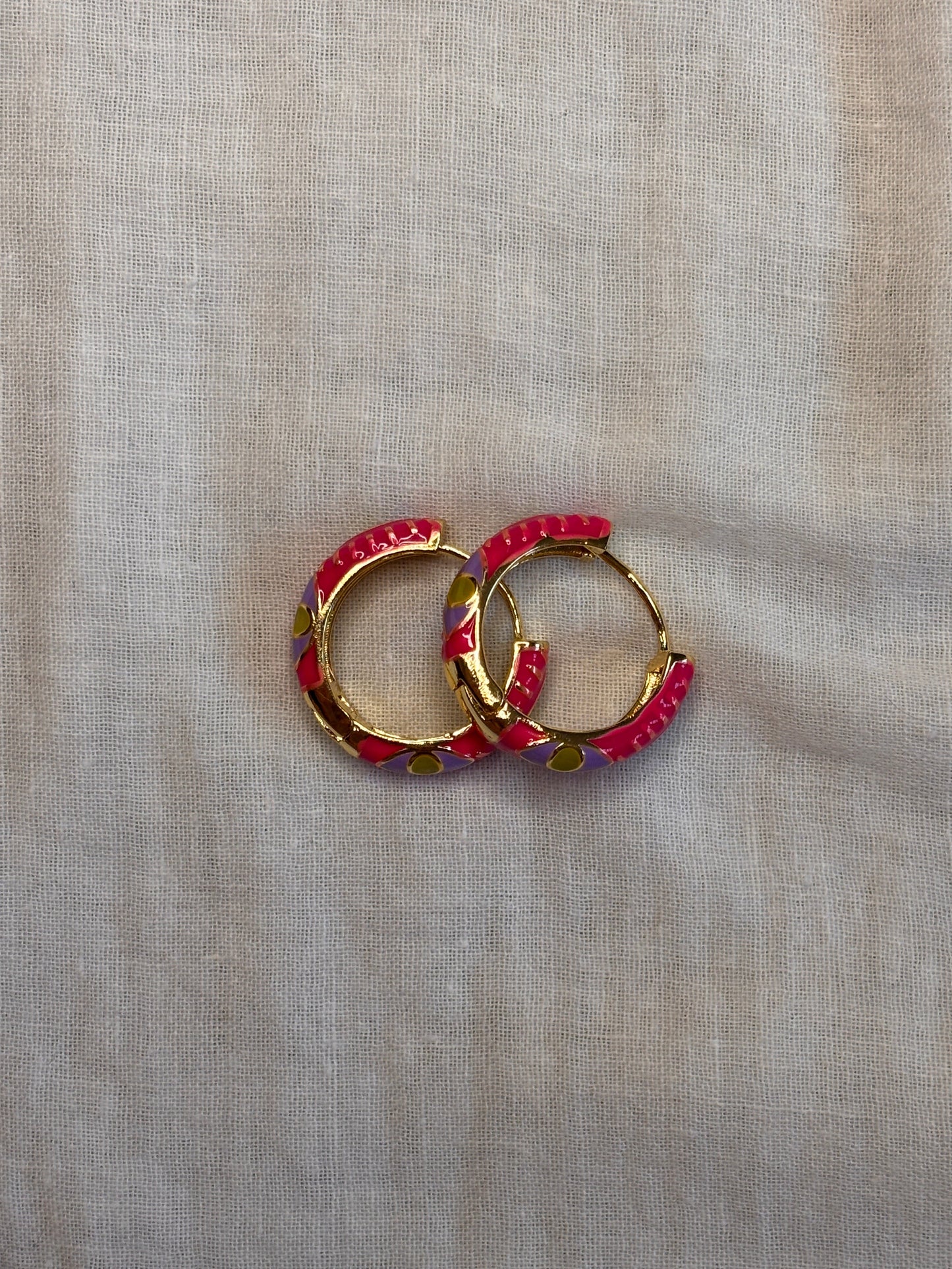 Pink Snake Eye Mini Hoops