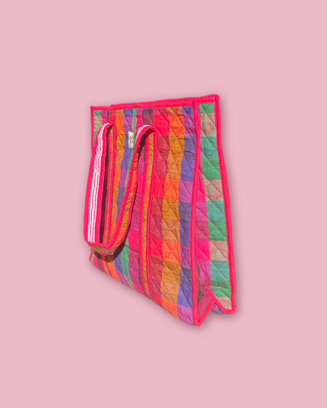 Pink Madras Laptop Tote Bag