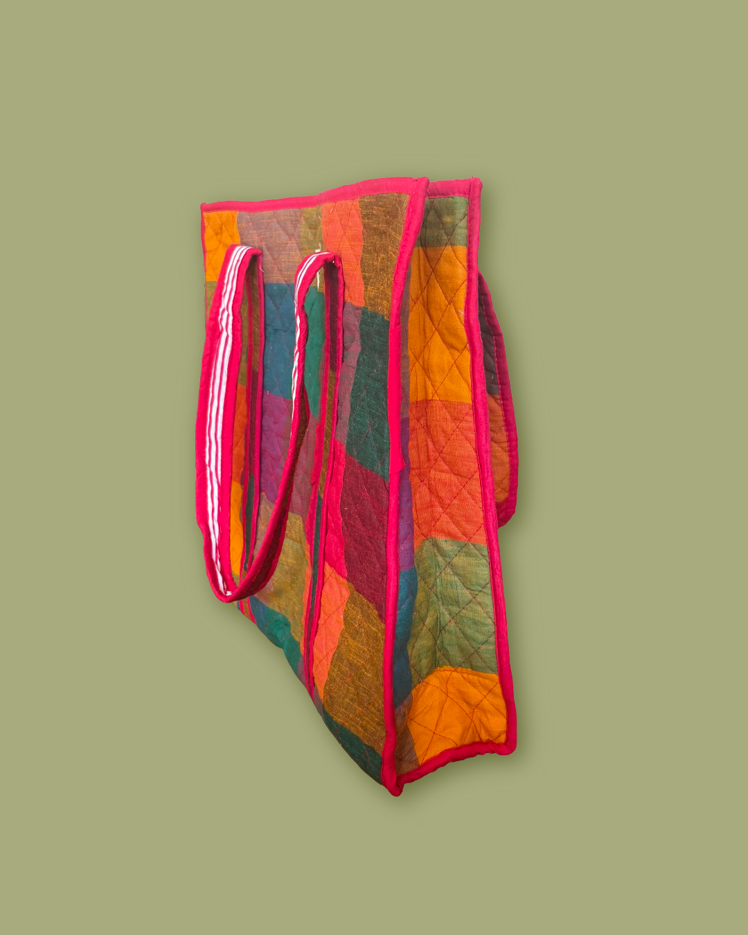 Green Madras Laptop Tote Bag