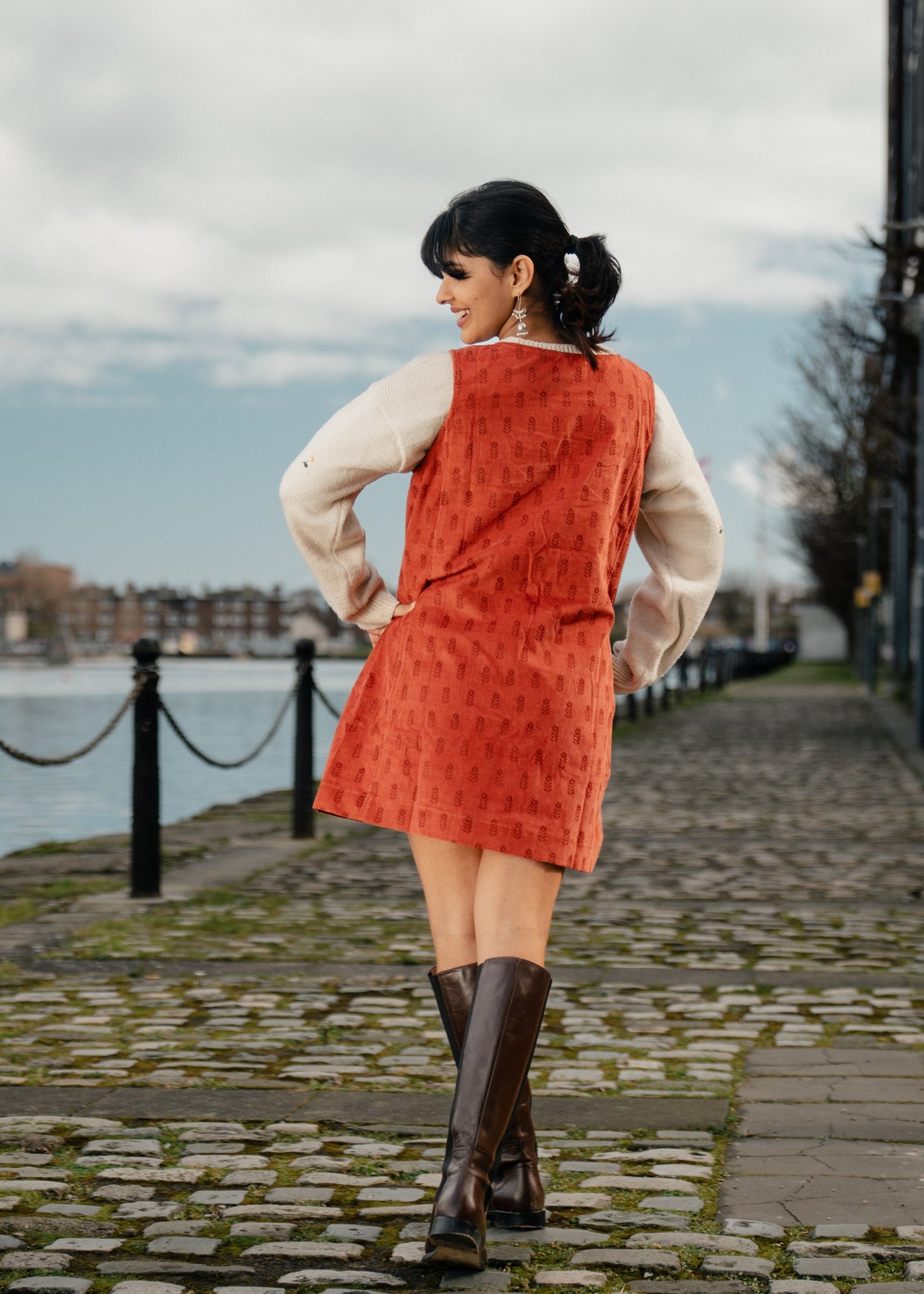 Burnt Orange Cord Dress