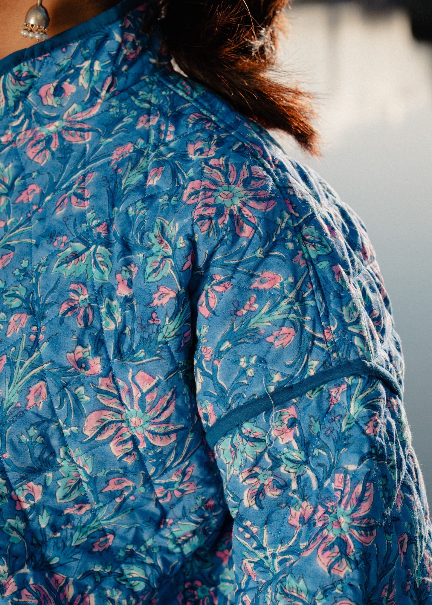 Red & Blue Reversible Quilted Jacket