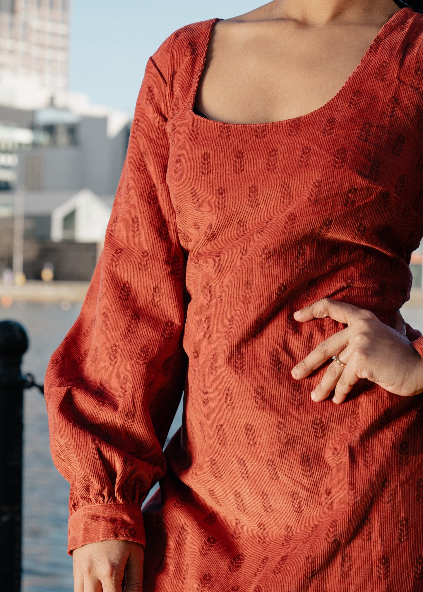Burnt Orange Long Sleeves Dress