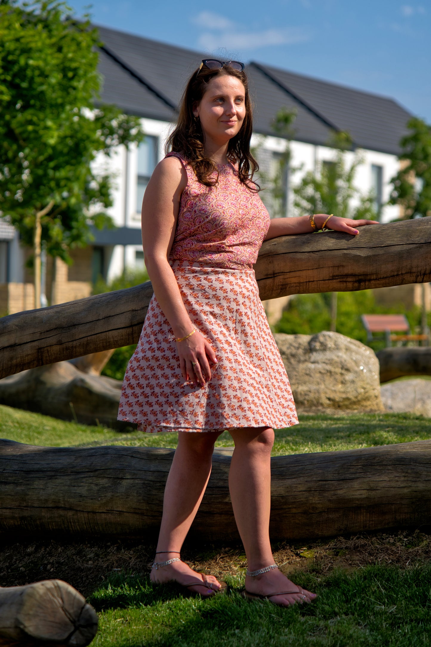Dusty Pink Floral Short Skirt