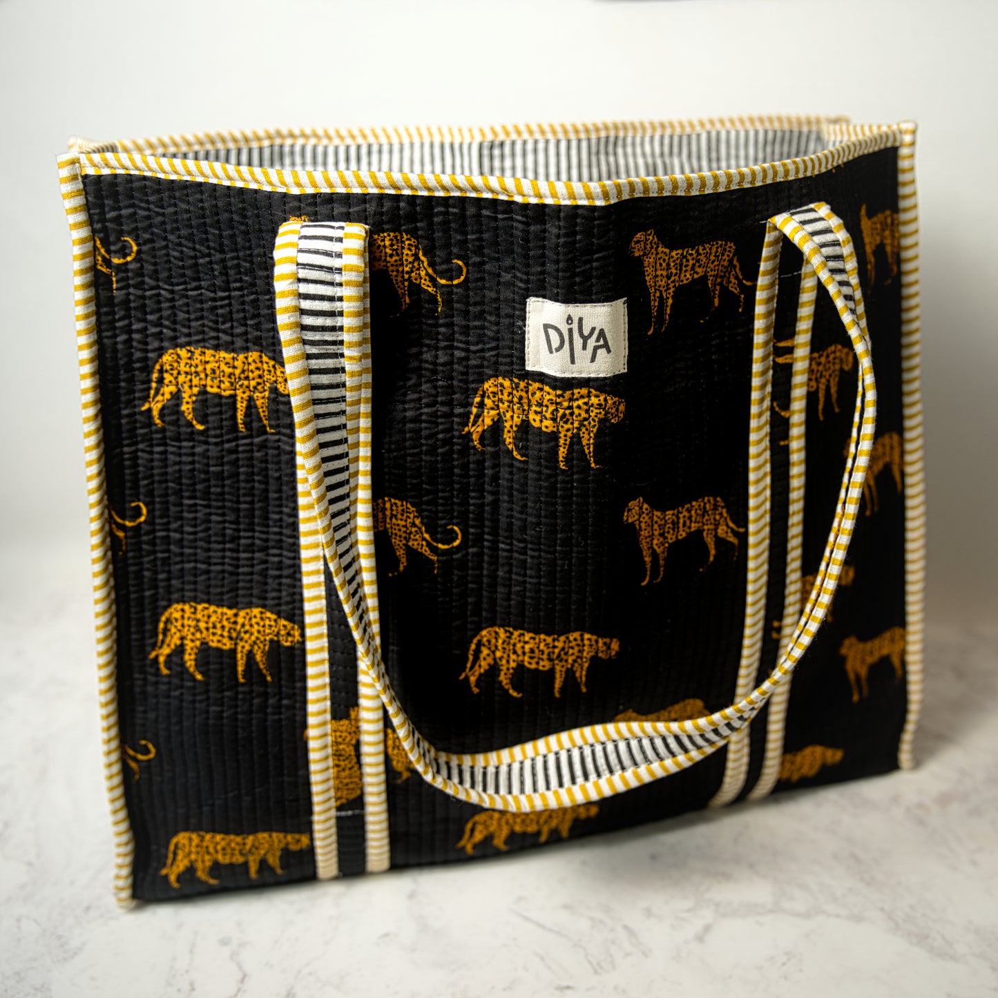 Black Cheetah Quilted Tote