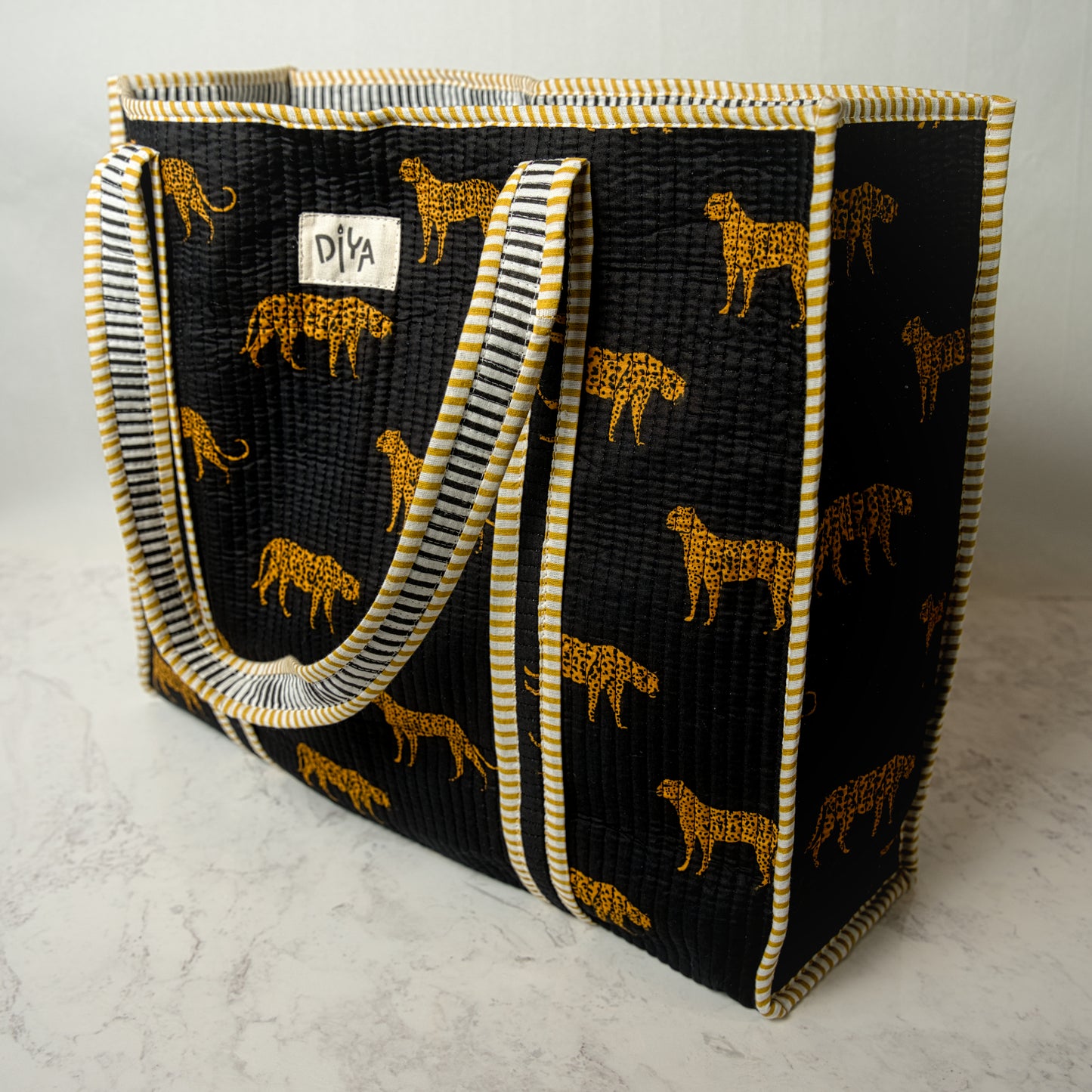 Black Cheetah Quilted Tote