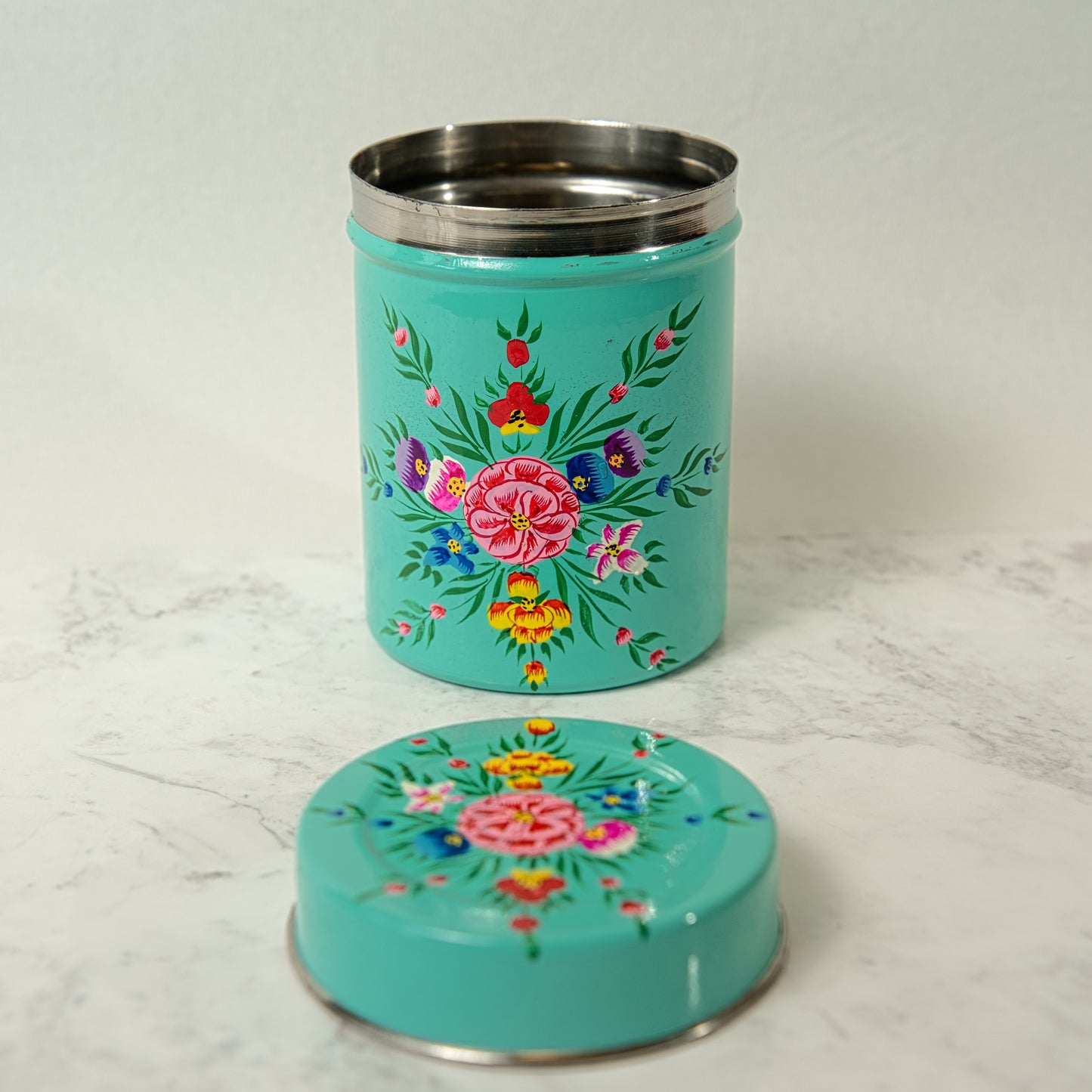 Forest Green Enamel Tea Box