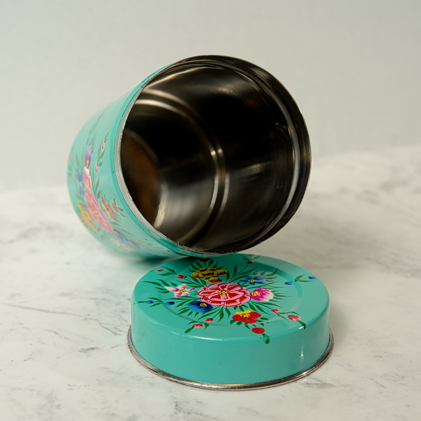 Forest Green Enamel Tea Box