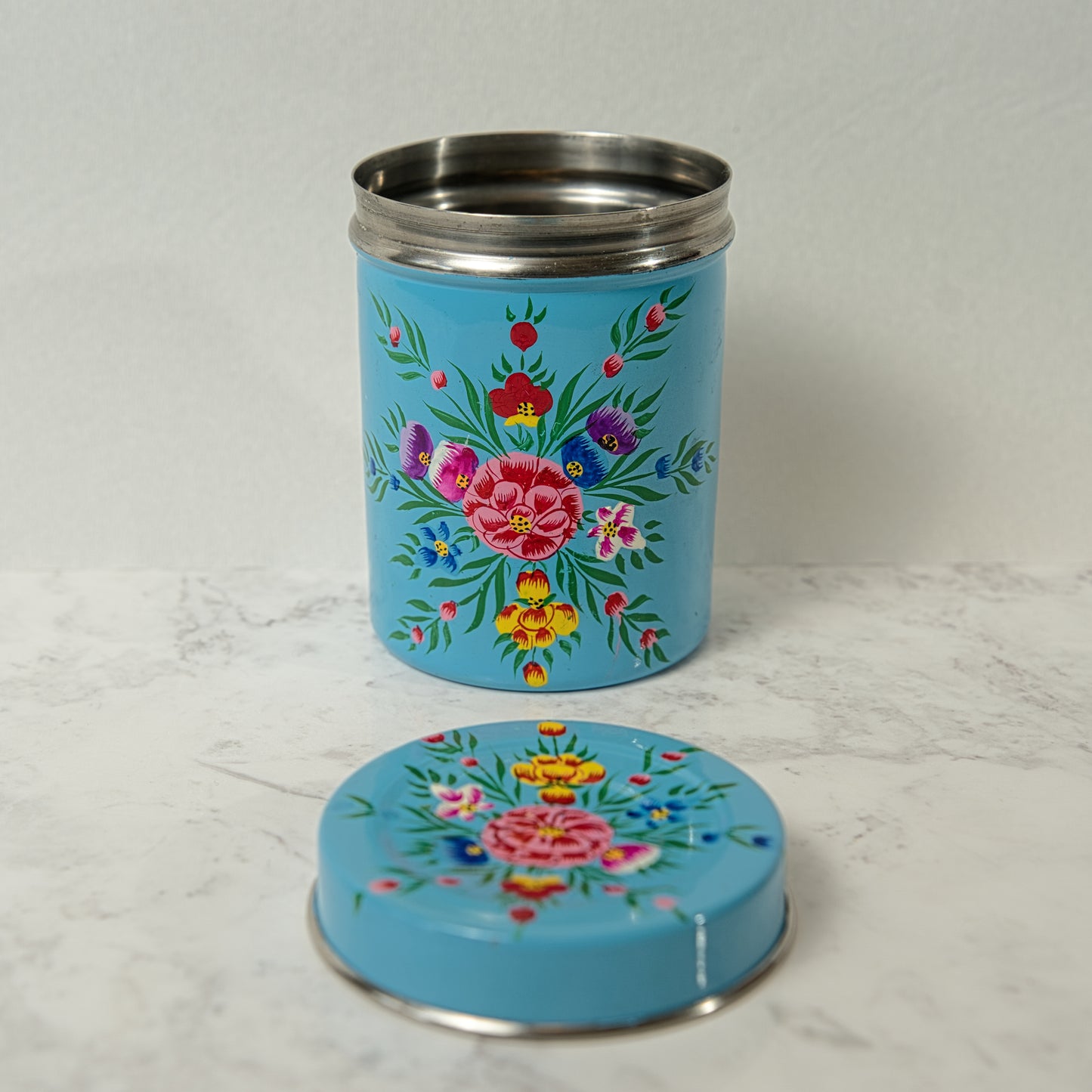 Ocean Blue Enamel Tea Box