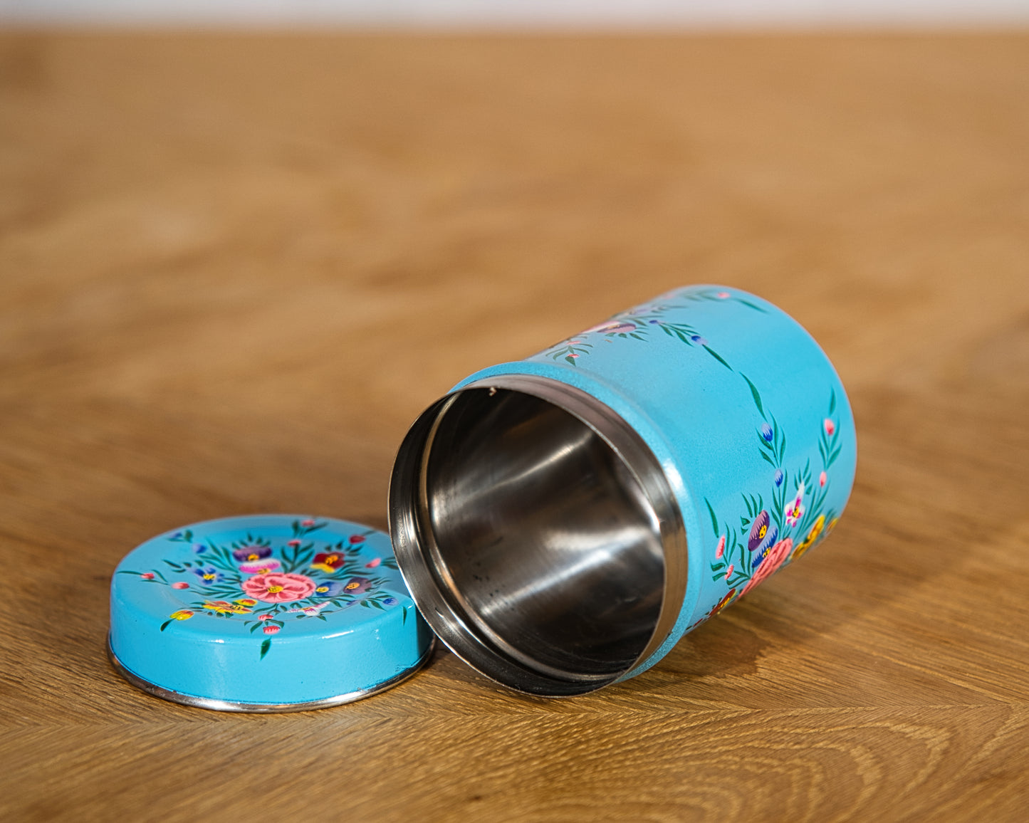 Ocean Blue Enamel Tea Box