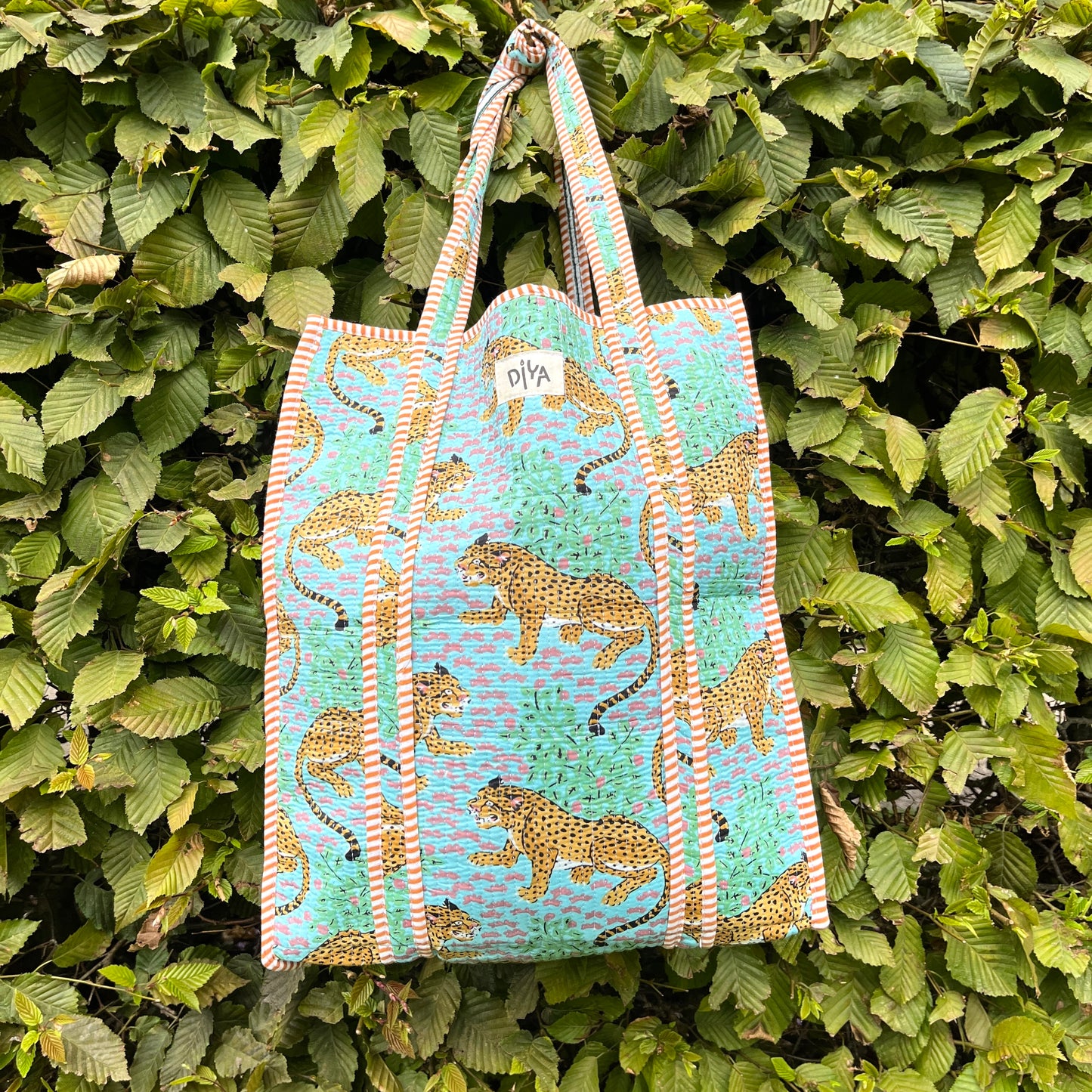 Forest Green Tiger Vertical Tote Bag