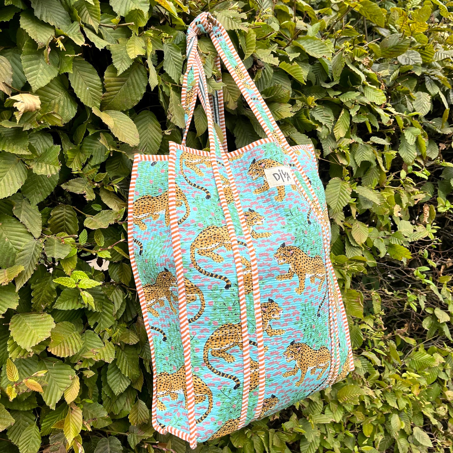 Forest Green Tiger Vertical Tote Bag