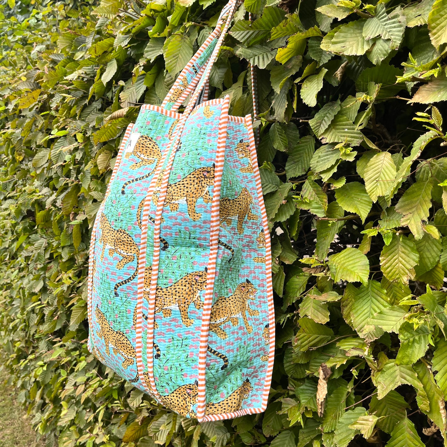 Forest Green Tiger Vertical Tote Bag
