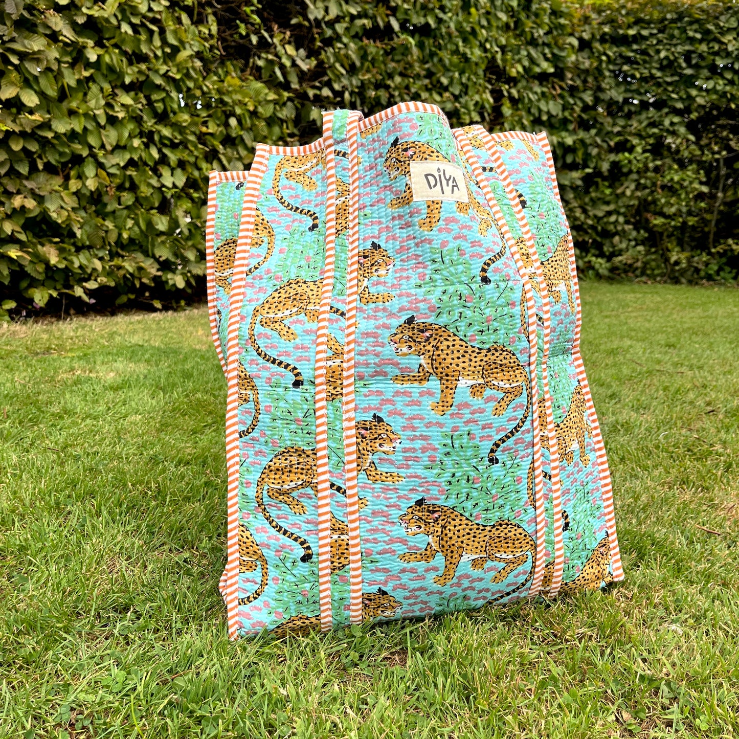 Forest Green Tiger Vertical Tote Bag
