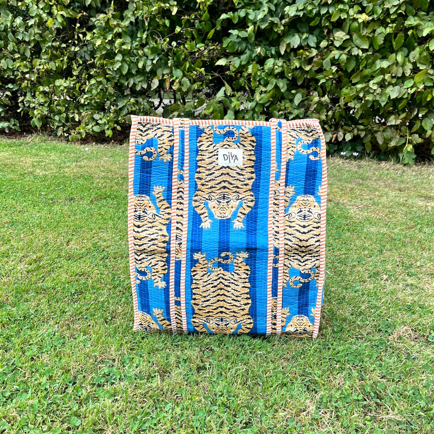 Blue Sleeping Tiger Vertical Tote Bag
