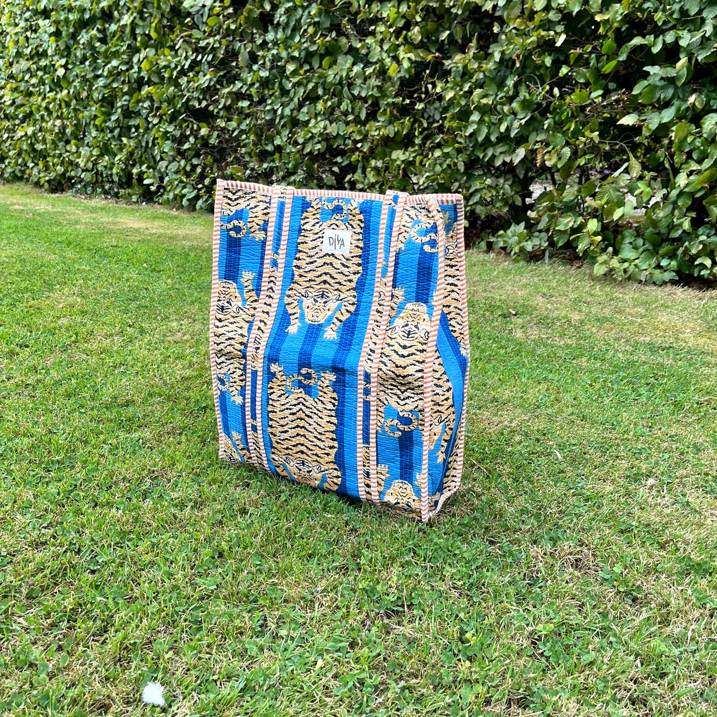 Blue Sleeping Tiger Vertical Tote Bag