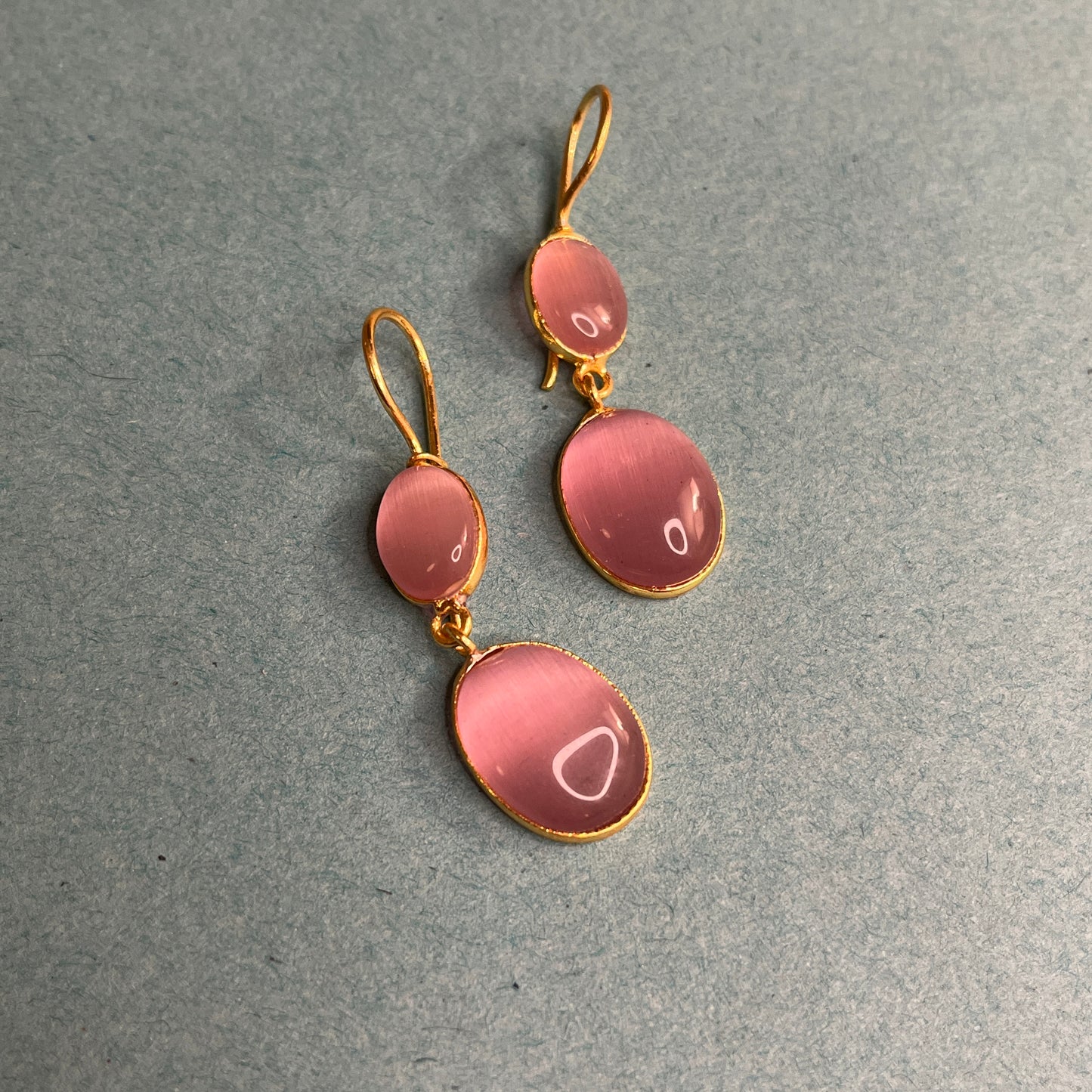 Graceful Rose Cat’s Eye Stud Earrings