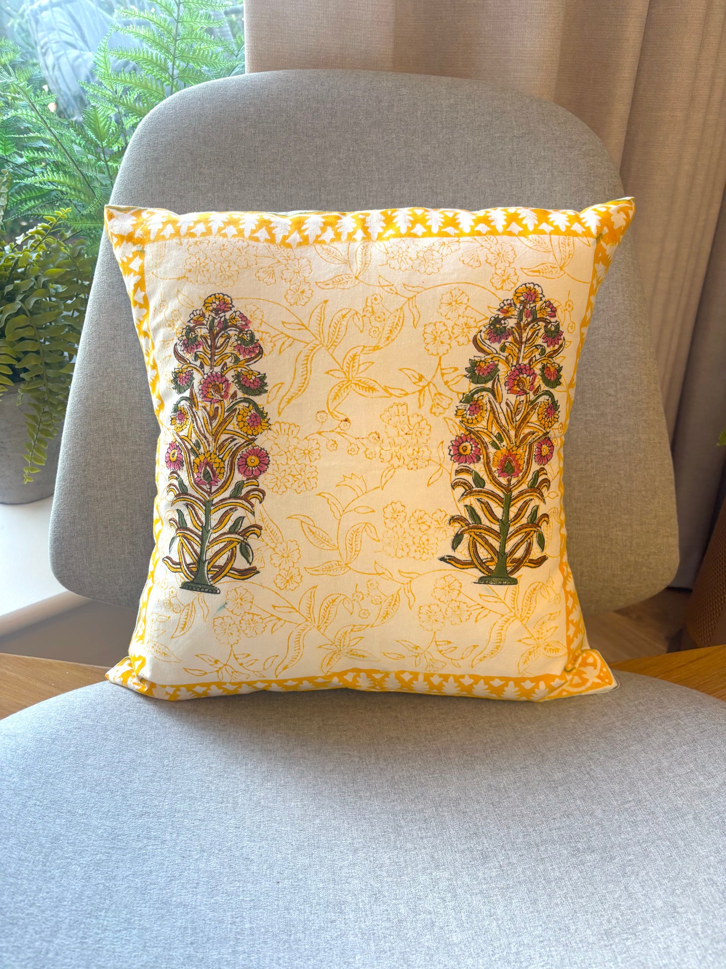 Yellow & White Cushion Cover