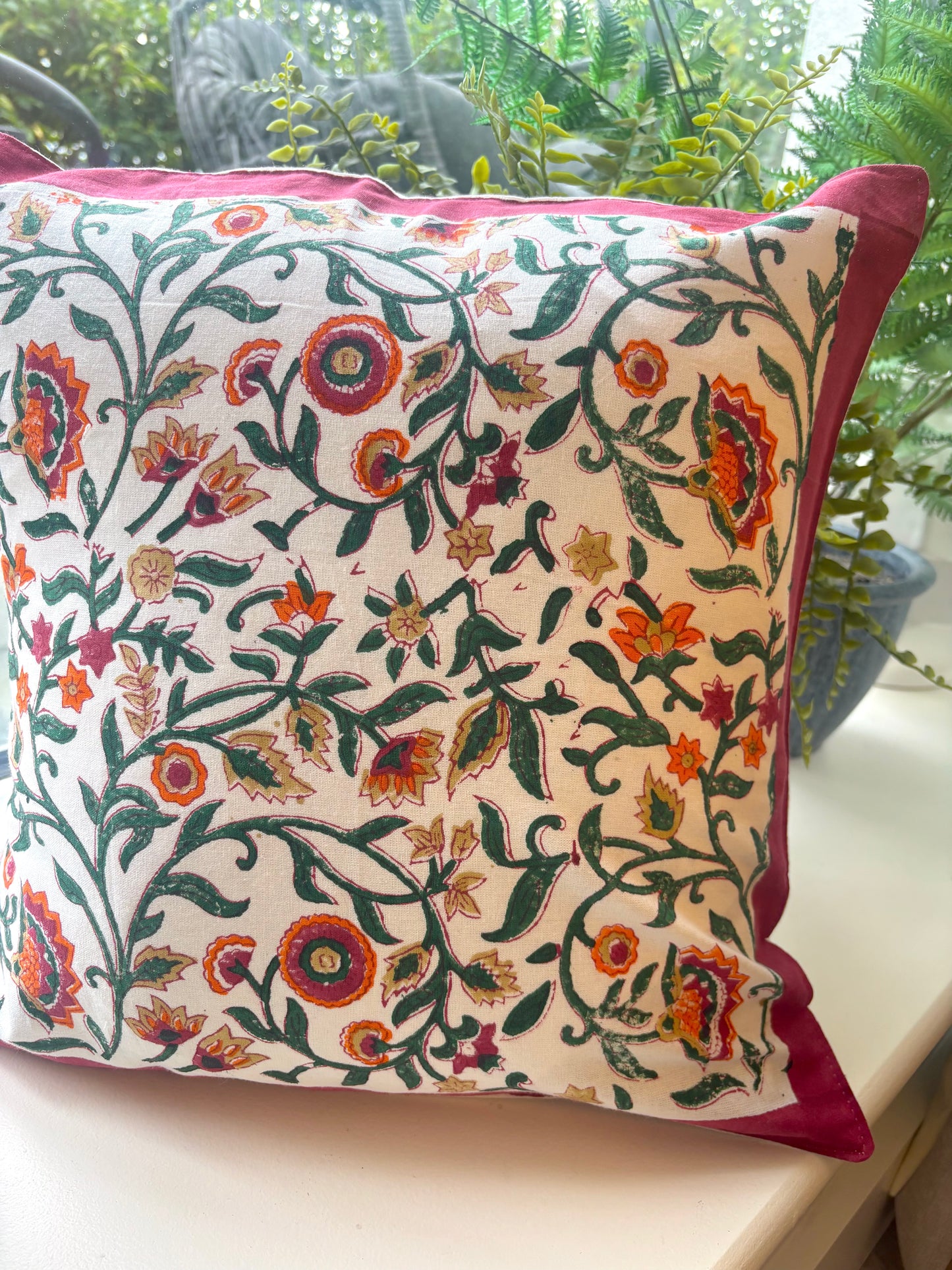 Red Floral Cushion Cover