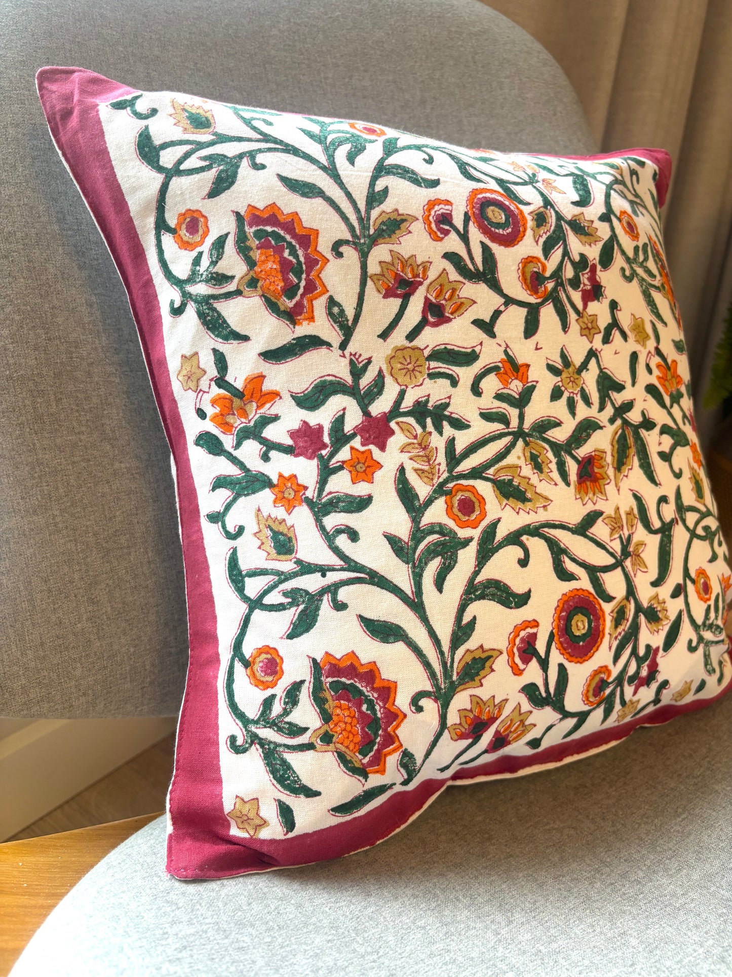 Red Floral Cushion Cover