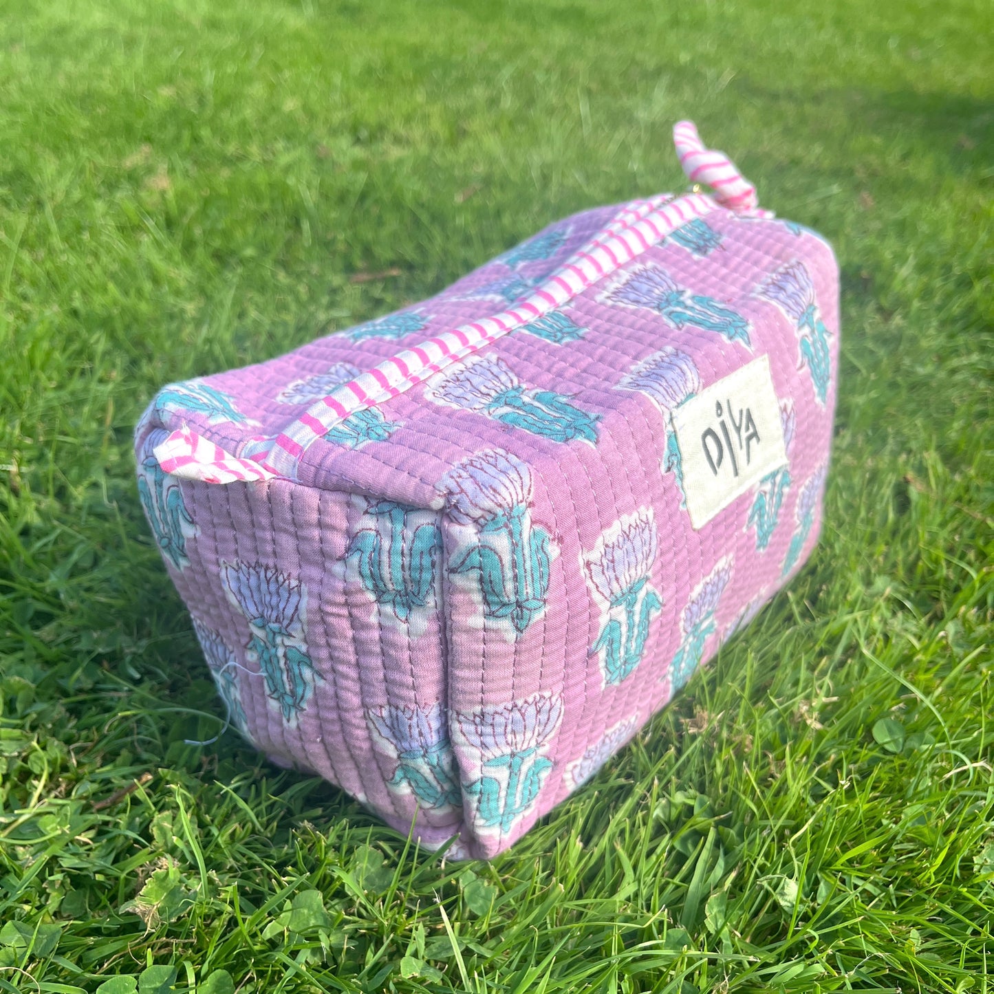 Artisan Purple & Blue Flower Big Pouch
