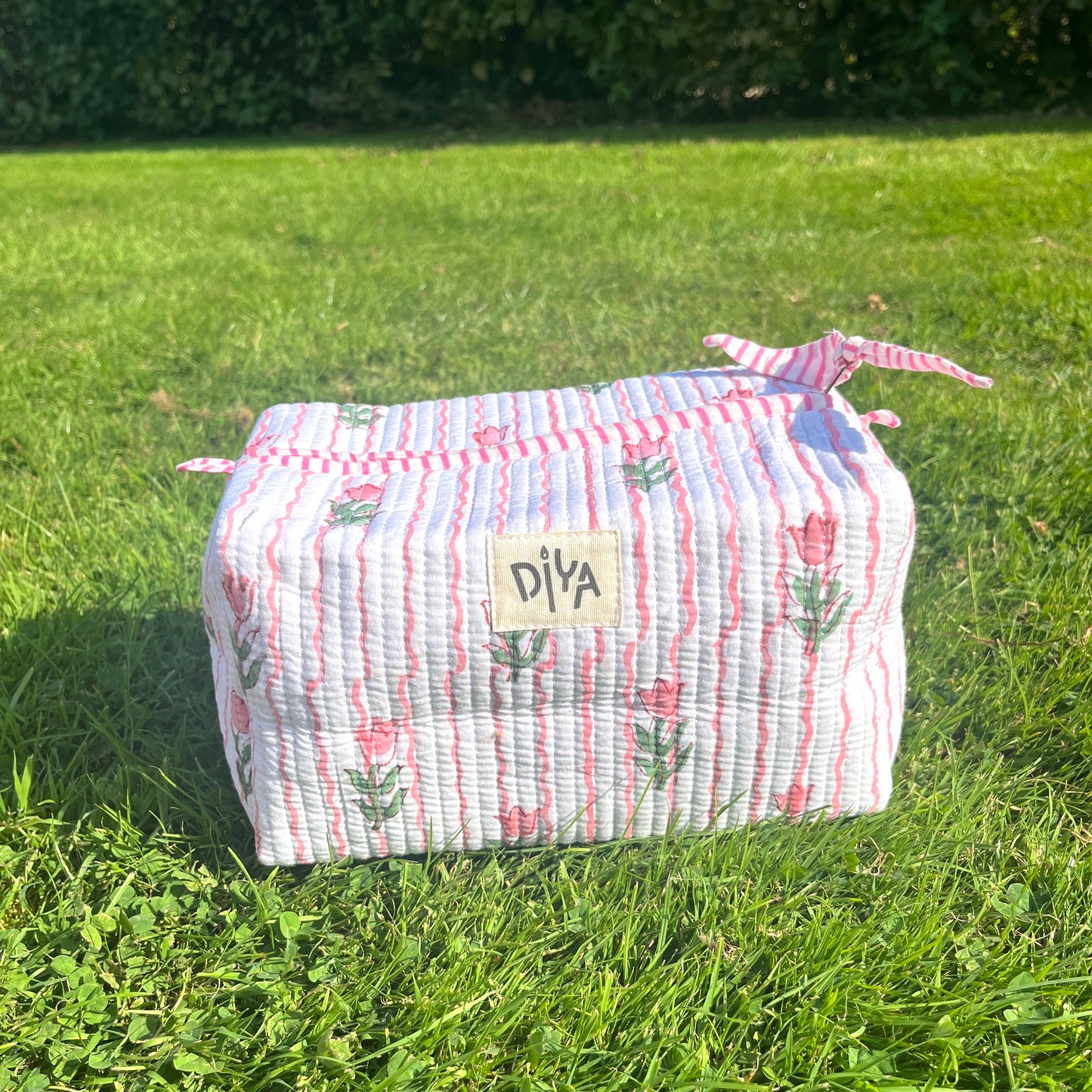 White & Pink Floral Big Pouch