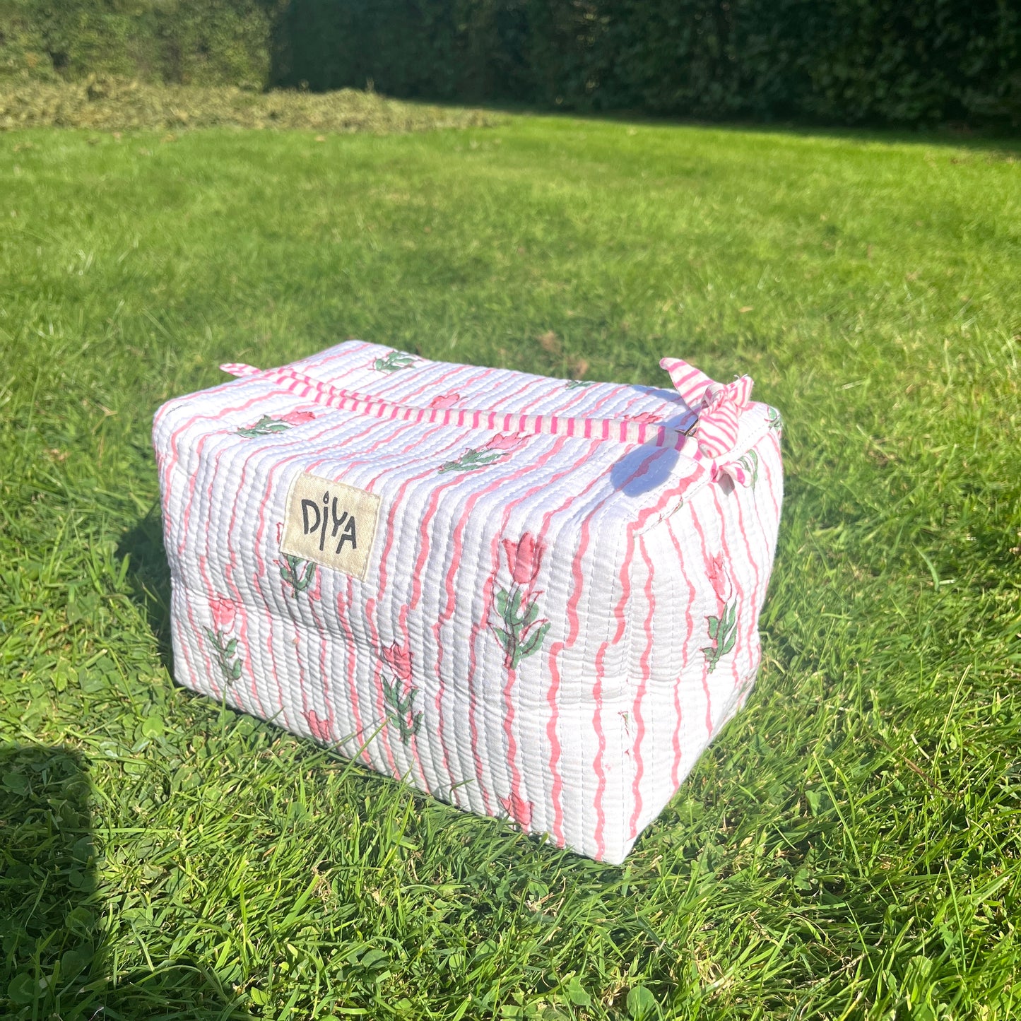 White & Pink Floral Big Pouch
