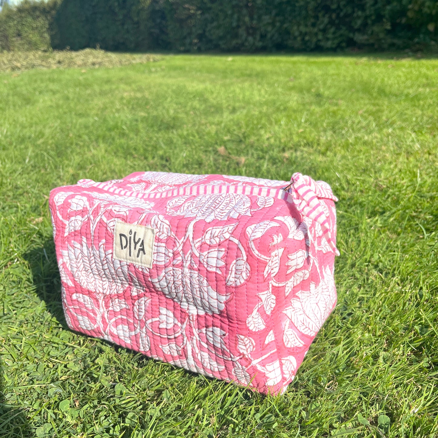 Pink & White Floral Artisan Big Pouch