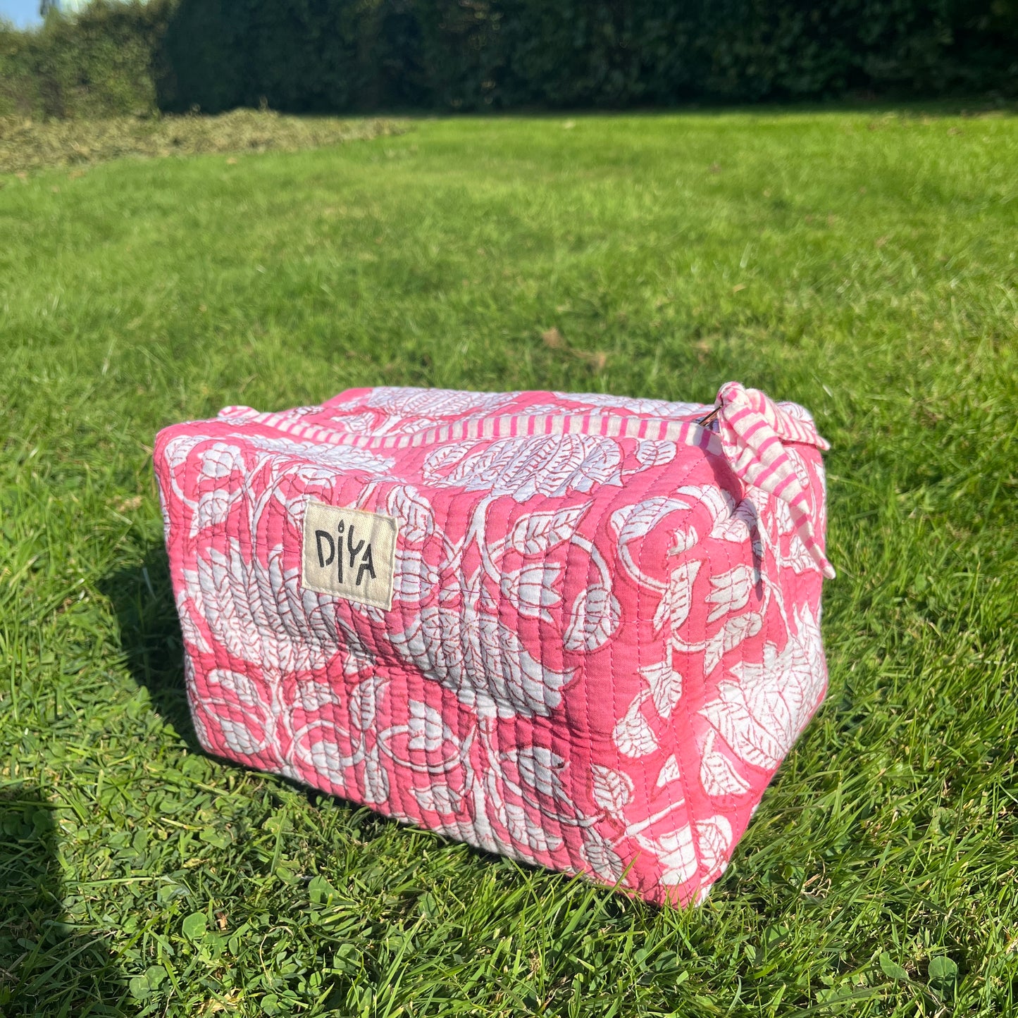 Pink & White Floral Artisan Big Pouch