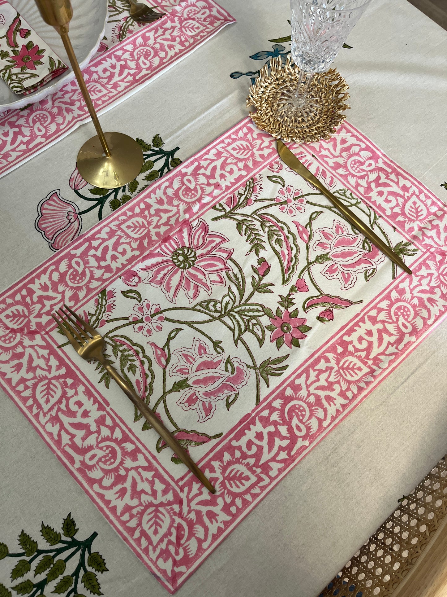 Pink Bloom Cotton Placemats Set of 2