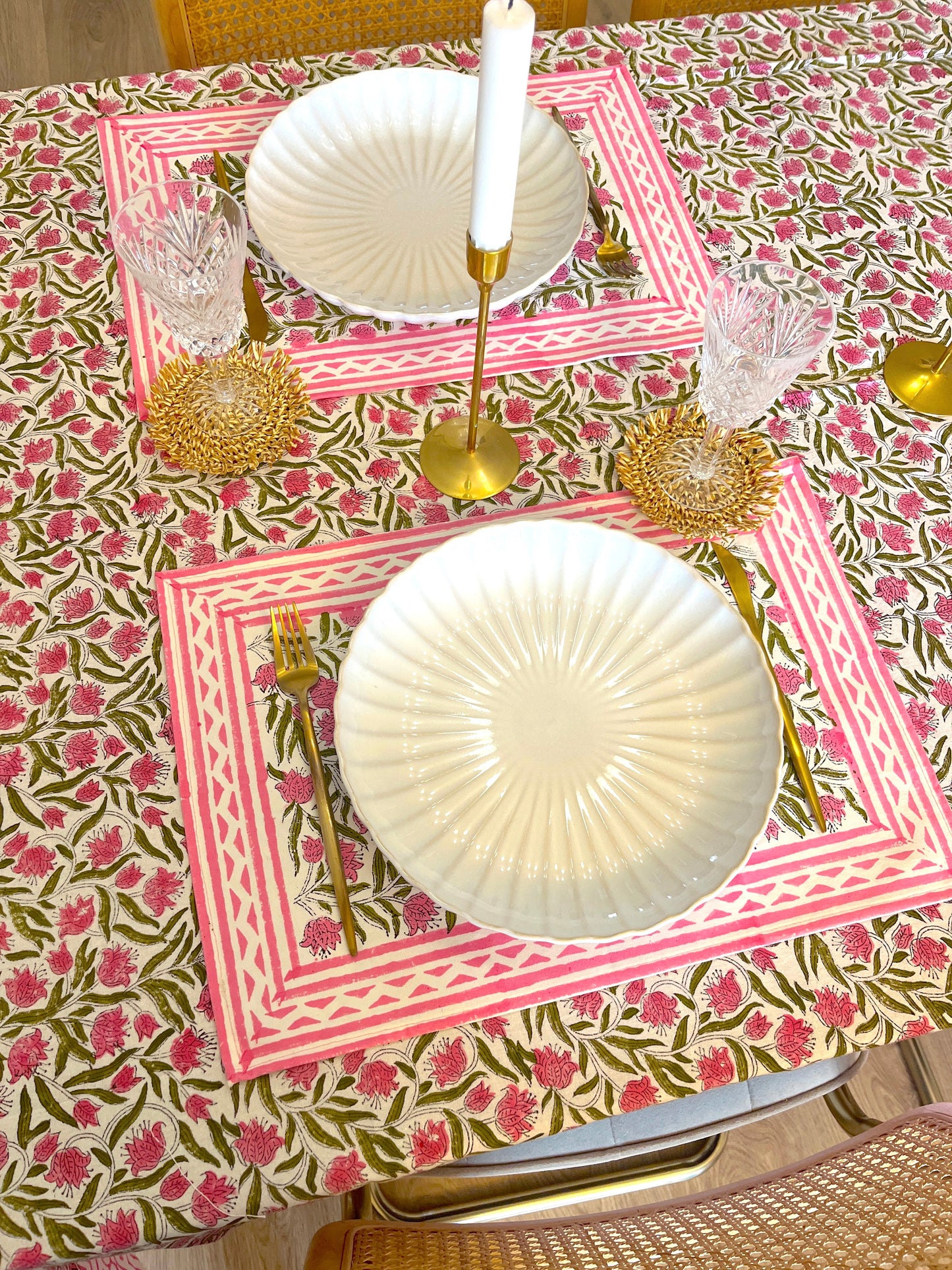 Pink Bloom Cotton Placemats Set of 2