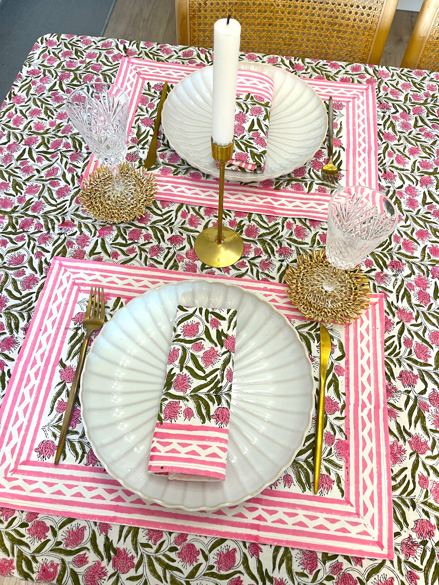 Pink Floral Cotton Napkin Set of 2