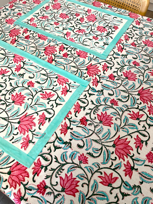 Green & Pink Cotton Placemats Set of 2