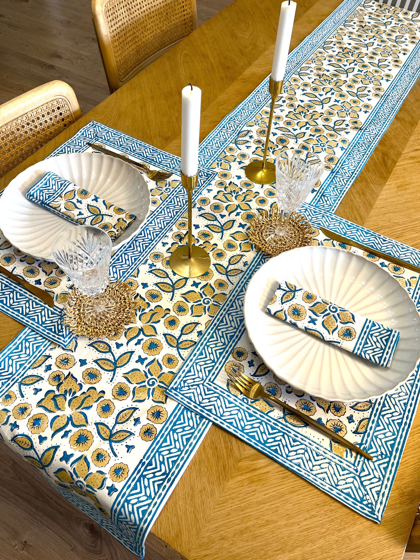 Blue Blossom Table Runner