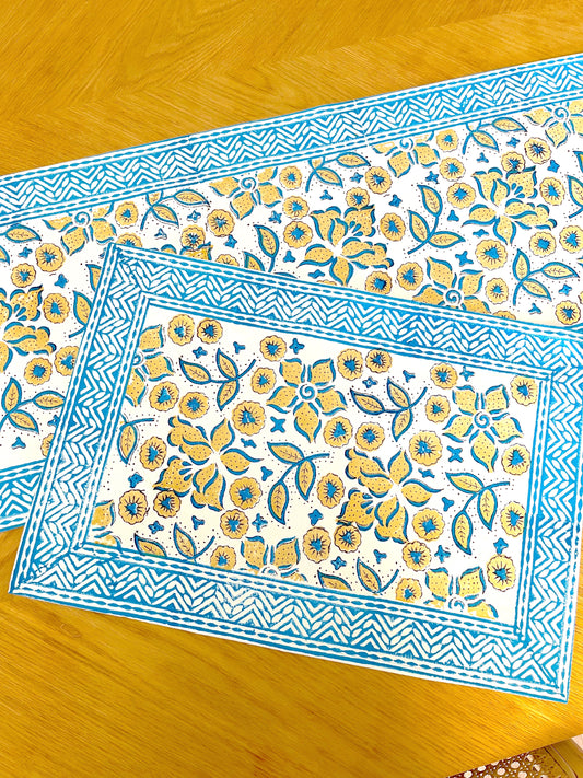 Blue Blossom Cotton Placemats Set of 2