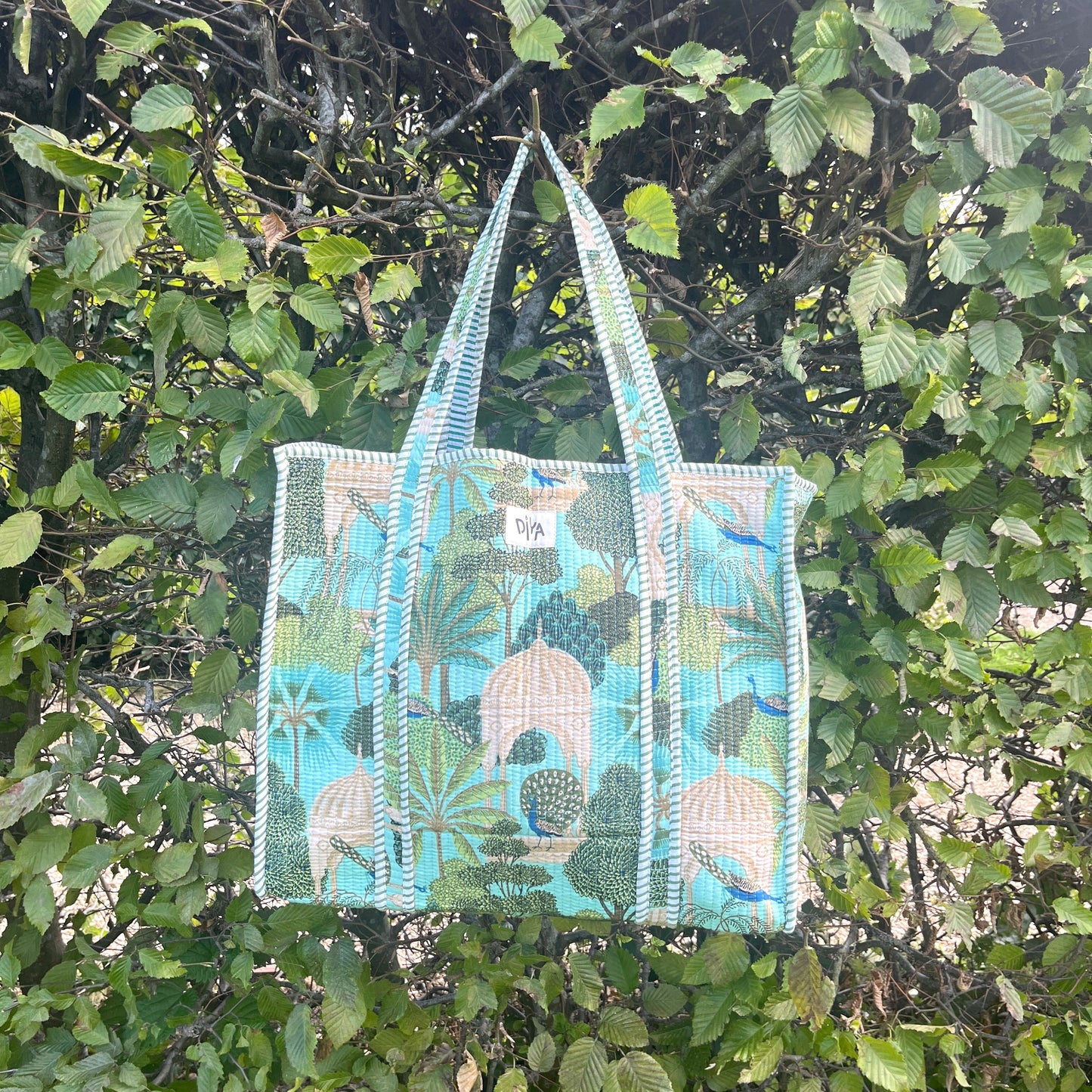 Emerald Peacock Handmade Tote Bag