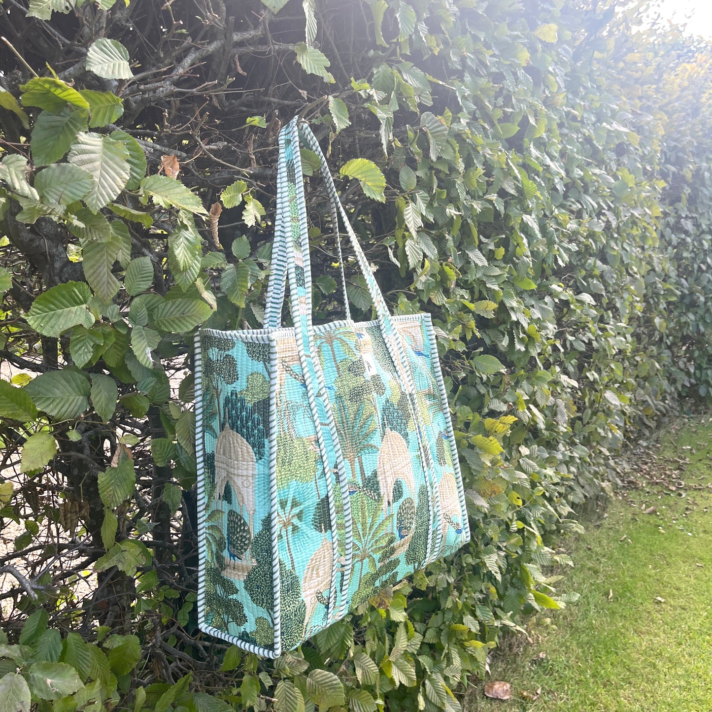 Emerald Peacock Handmade Tote Bag