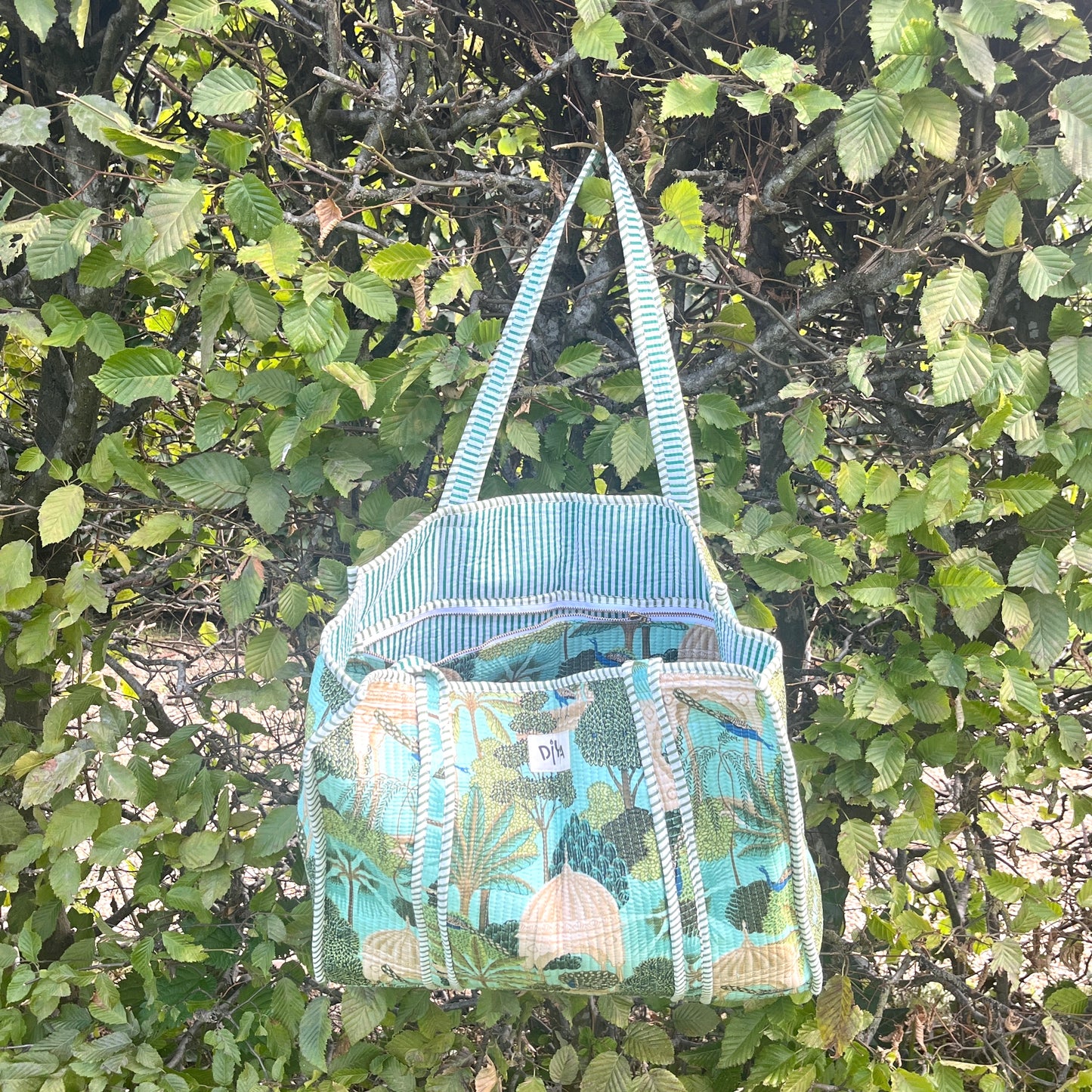 Emerald Peacock Handmade Tote Bag