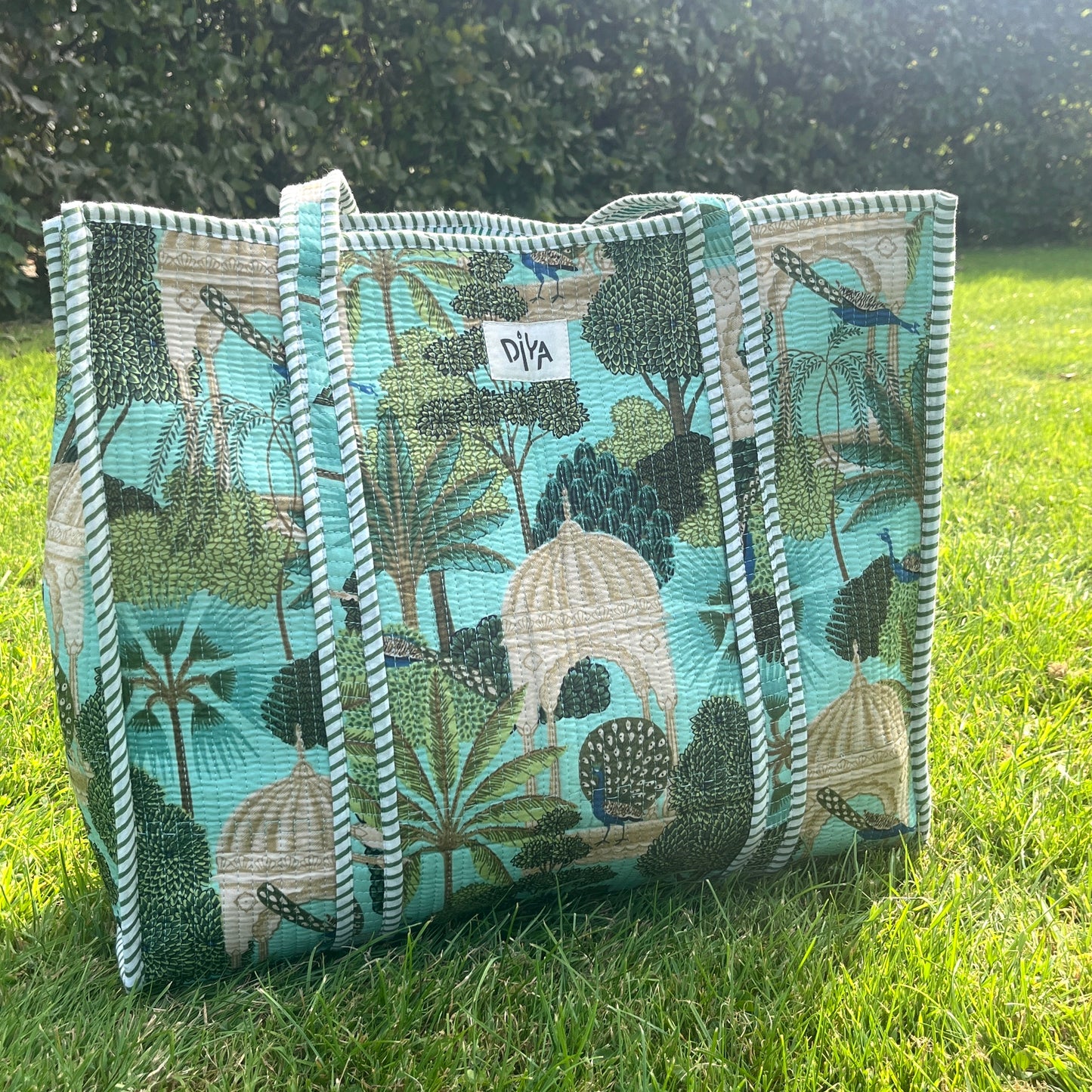 Emerald Peacock Handmade Tote Bag