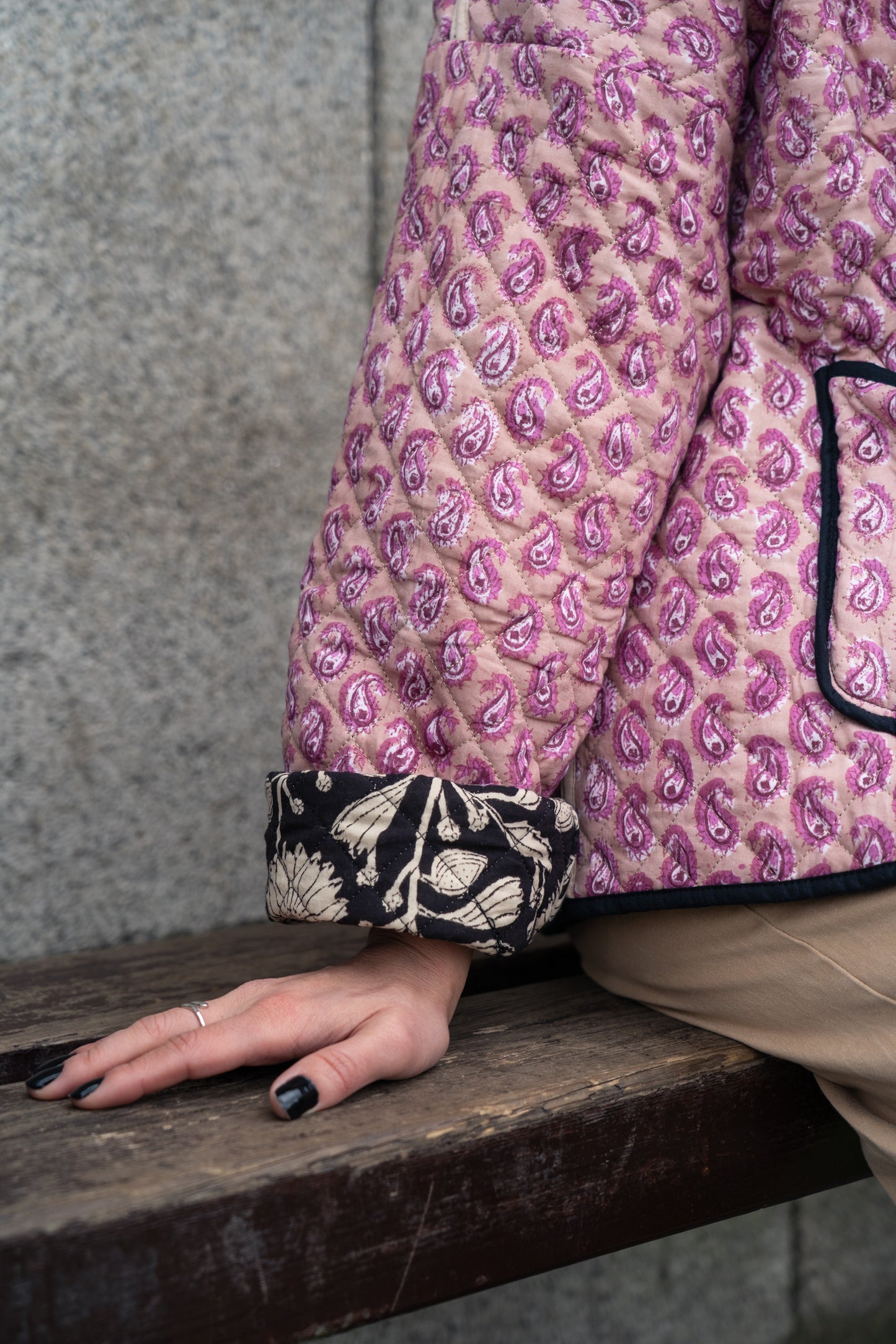 Black Cherry Reversible Quilted Jacket