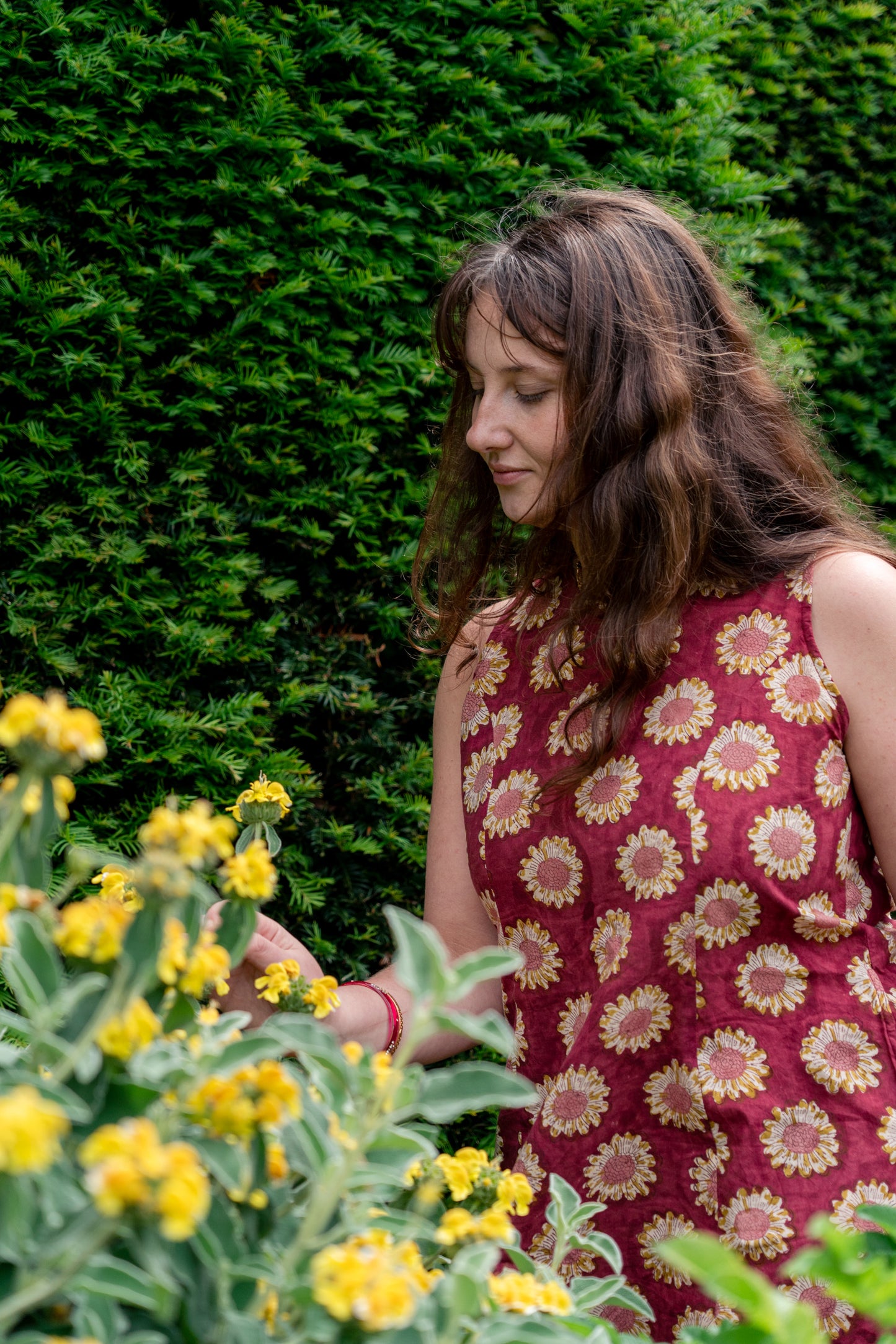Red Sunflowers Cotton Summer Dress