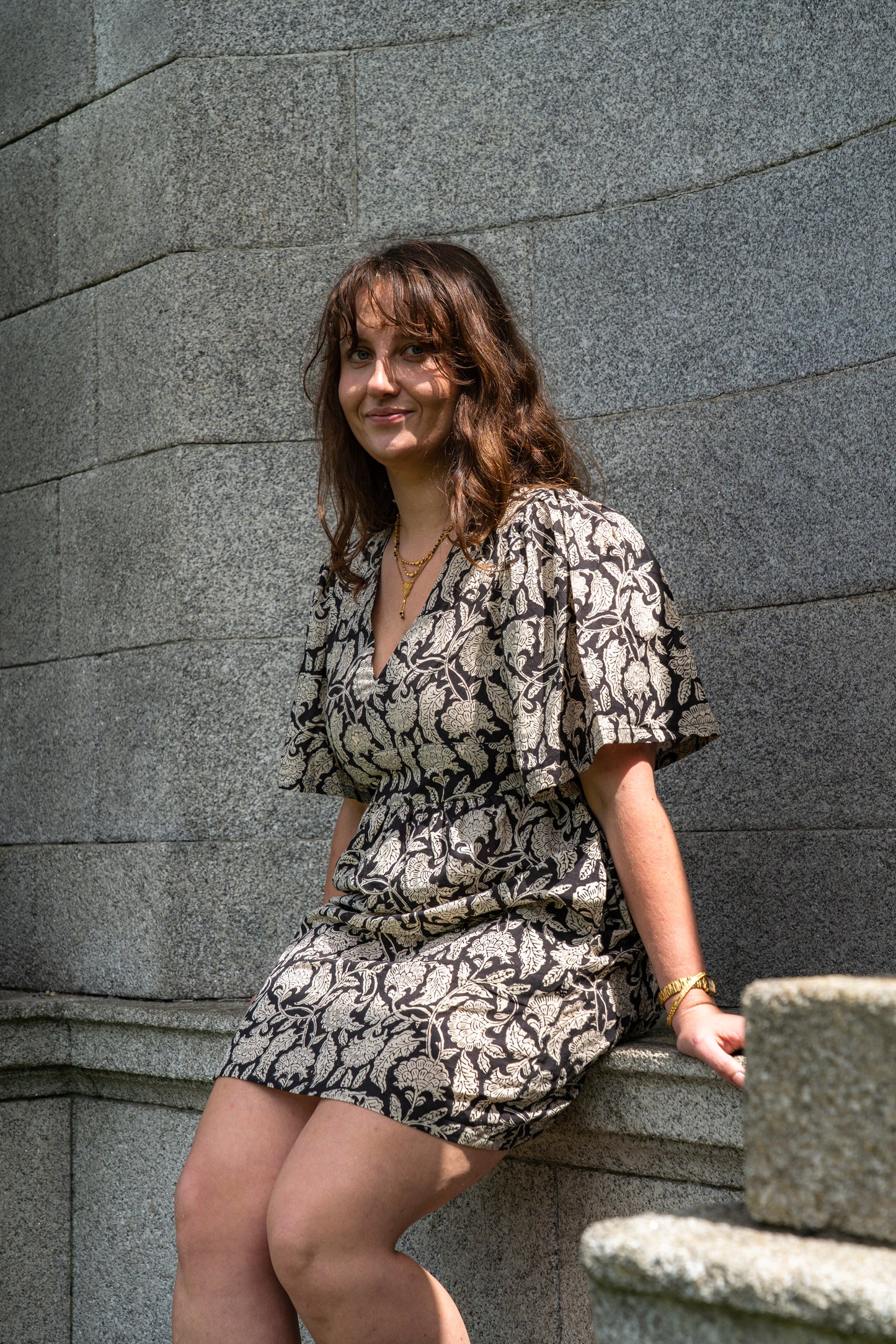 Black Floral Cotton Summer Dress