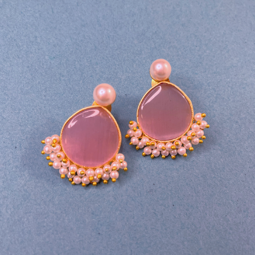 Bold Pink Rock Drop Earrings