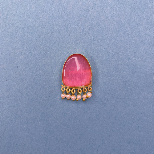 Bold Big Pink Rock Imitation Earrings