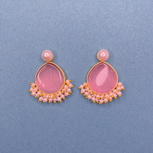 Bold Pink Rock Drop Earrings