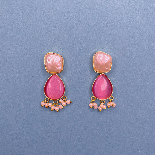 Delicate Rose Pink Stud Earrings