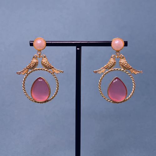 Charming Birds Pink Dangle Earrings
