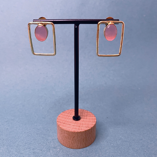Elegant Square Pink Imitation Earrings