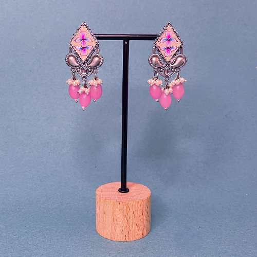 Stylish Pink Cone Rock Drop Earrings