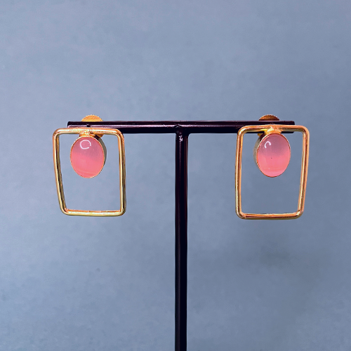 Elegant Square Pink Imitation Earrings