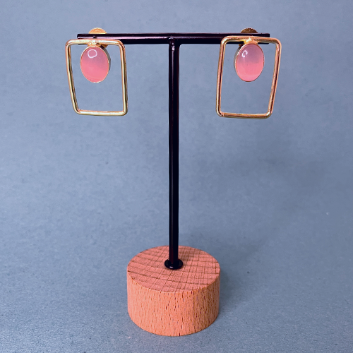 Elegant Square Pink Imitation Earrings